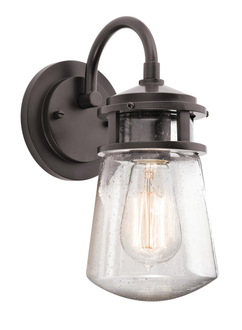 Kichler Lyndon 1125 Wall Sconce in Architectural Bronze 1Light Indoor Outdoor Wall Light with Clear Seeded 1125 H x 5 W 49444AZ
