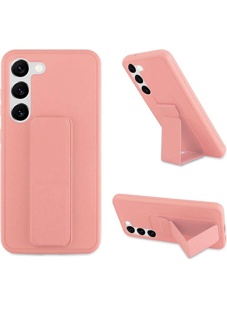 رفع القضية جراب متوافق مع هاتف Samsung Galaxy S23 مع حامل مغناطيسي وحامل، جراب وحامل حزام إصبع سيليكون ممتاز وغطاء حامل للسيارة - وردي - Image 1