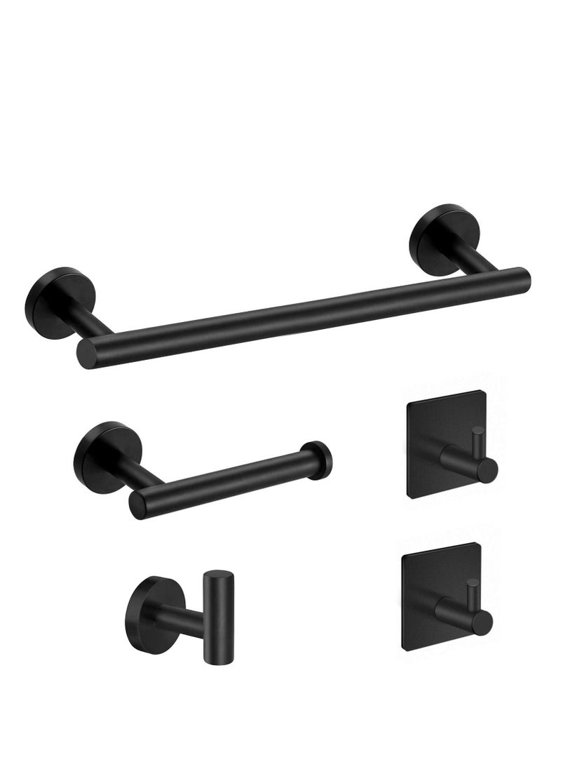 MIXDE Stainless Steel Round Wall Mounted Bathroom Hardware Set -SUS304-5-Pieces- Matte Black  - Image 1