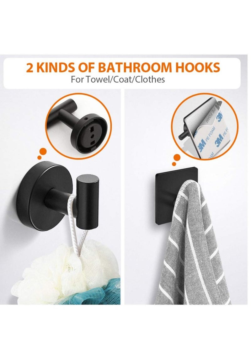 MIXDE Stainless Steel Round Wall Mounted Bathroom Hardware Set -SUS304-5-Pieces- Matte Black  - Image 4