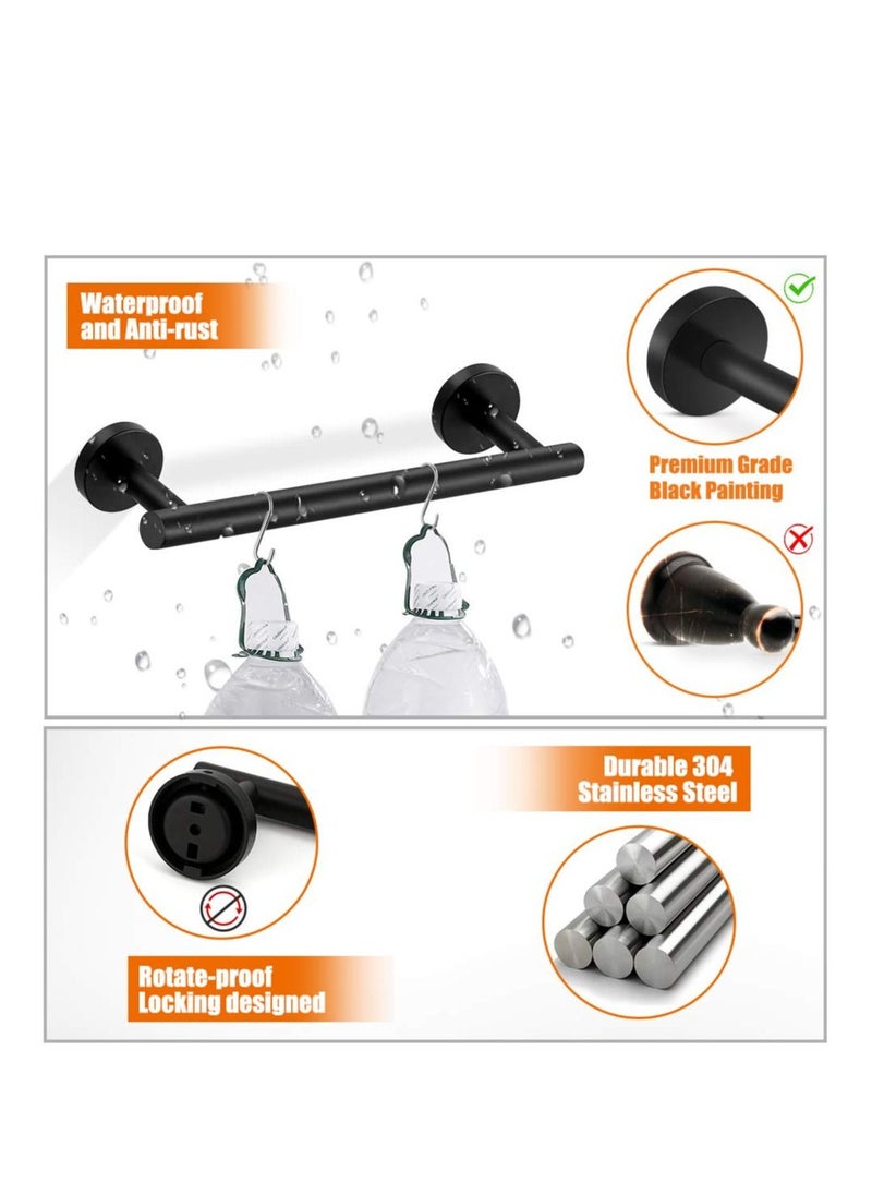 MIXDE Stainless Steel Round Wall Mounted Bathroom Hardware Set -SUS304-5-Pieces- Matte Black  - Image 5