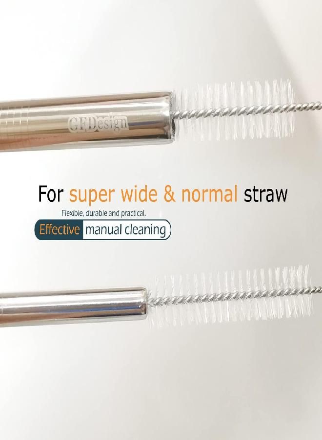 GFDesign GFDesign Drinking Straw Cleaning Brushes Set 12" Extra Long 12mm Extra Wide Pipe Tube Cleaner Nylon Bristles Stainless Steel Handle - 12" x 1/2" (12mm) - Set of 4 - Image 3