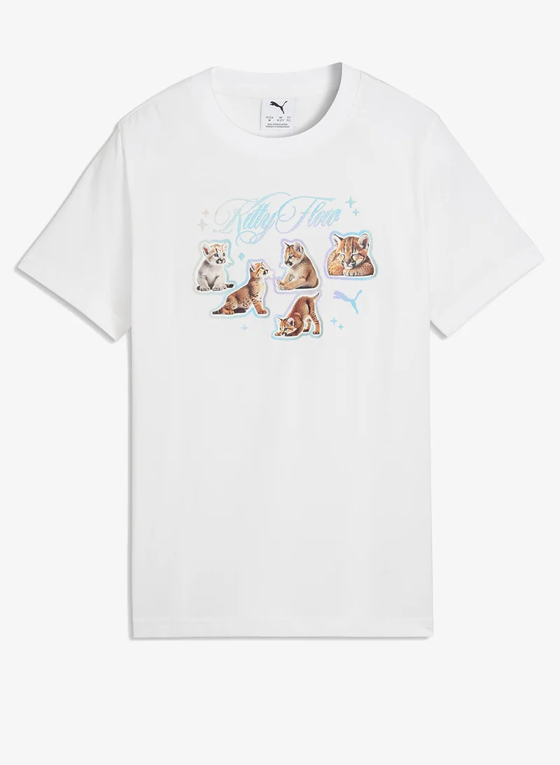 بوما Youth Graphic Kitty Sticker T-Shirt