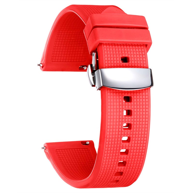 BINLUN Silicone Watch Band Quick Release Rubber Sport Watch Strap 18mm 19mm 20mm 21mm 22mm 24mm Waterproof Smartwatch Bands Replacement for Men and Women (White/Red/Black/Blue/Orange/Grey/Brown/Green) - Image 1