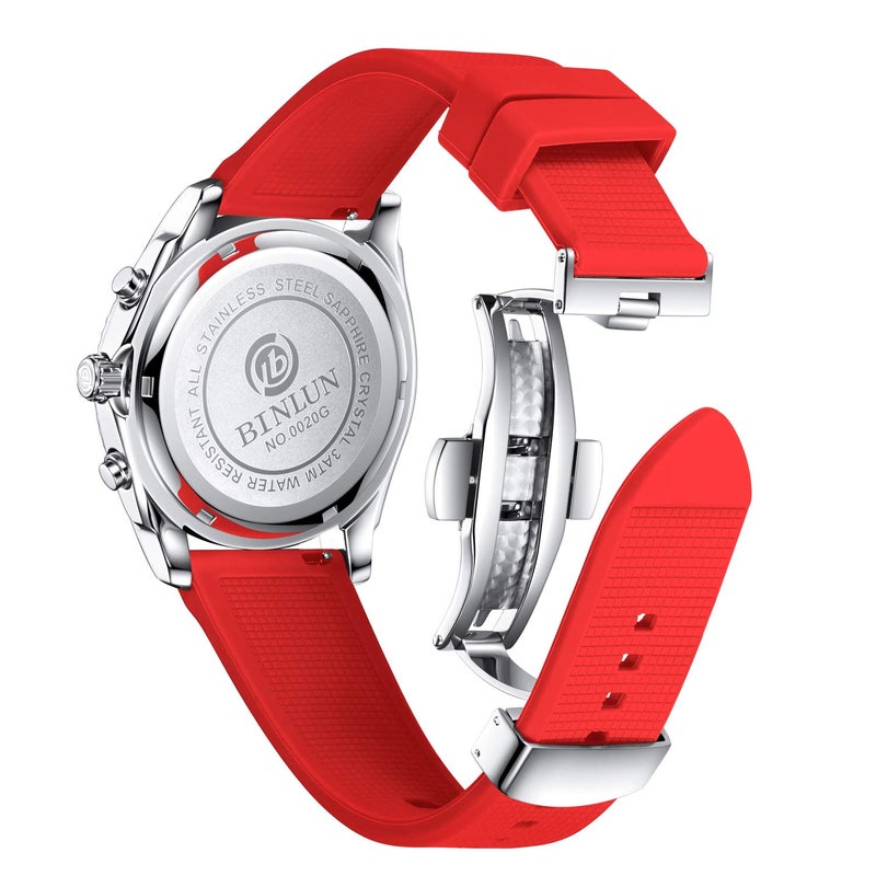BINLUN Silicone Watch Band Quick Release Rubber Sport Watch Strap 18mm 19mm 20mm 21mm 22mm 24mm Waterproof Smartwatch Bands Replacement for Men and Women (White/Red/Black/Blue/Orange/Grey/Brown/Green) - Image 2