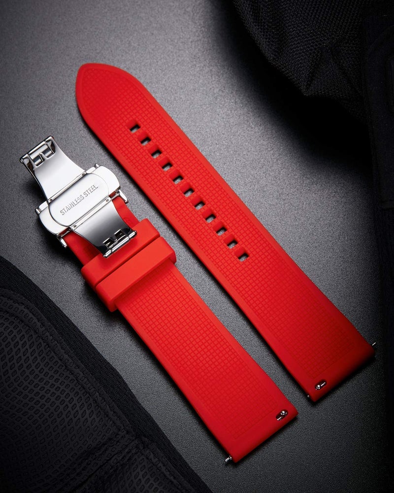 BINLUN Silicone Watch Band Quick Release Rubber Sport Watch Strap 18mm 19mm 20mm 21mm 22mm 24mm Waterproof Smartwatch Bands Replacement for Men and Women (White/Red/Black/Blue/Orange/Grey/Brown/Green) - Image 3