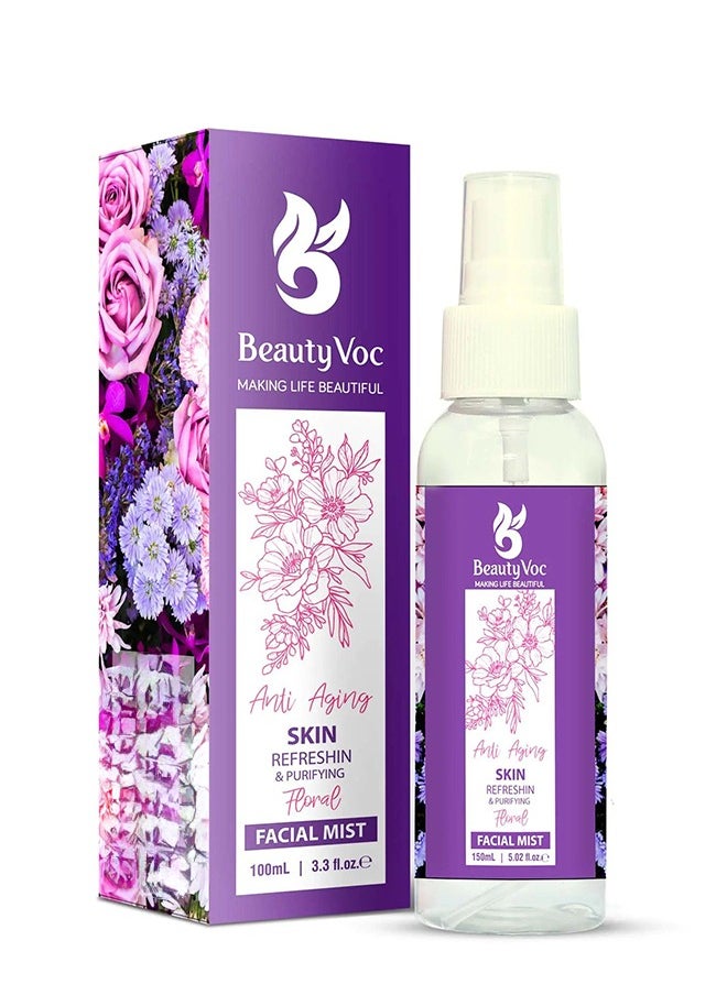 BEAUTY VOC Anti-Aging Natural Floral Mist Blend of Natural Extracts Revitalizes and Hydrates the Skin Reduce Fine Lines and Wrinkles Botanical Elixir for Youthful Hydrated Skin 150ml  - Image 2