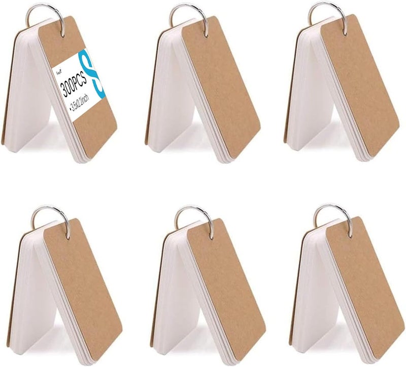 Koogel 300PCS Index Cards with Rings, 2.2 x 3.5 Inch, Small Flash Cards for Studying, Portable Blank Study Notecard for School Office Home Organization, Durable Study To Do List Note Taking Supplies - Image 1