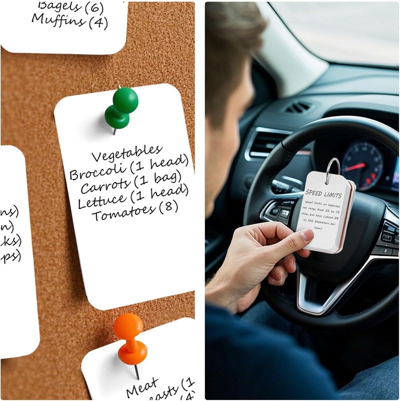 Koogel 300PCS Index Cards with Rings, 2.2 x 3.5 Inch, Small Flash Cards for Studying, Portable Blank Study Notecard for School Office Home Organization, Durable Study To Do List Note Taking Supplies - Image 3