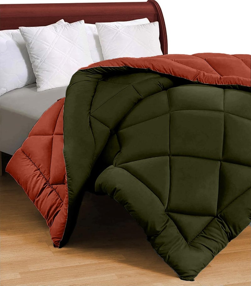 Status Contract Reversible Solid Comforter Summer AC Blanket/Double Bed Blanket for Winter/Double/GSM- 220/SIZE -220 x 215 cm (Bold Green-Maroon) - Image 2