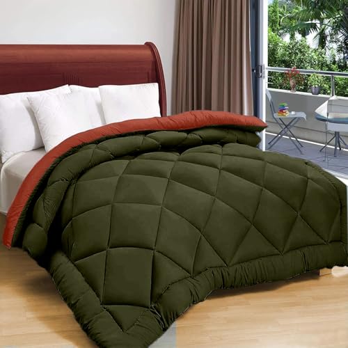 Status Contract Reversible Solid Comforter Summer AC Blanket/Double Bed Blanket for Winter/Double/GSM- 220/SIZE -220 x 215 cm (Bold Green-Maroon) - Image 1