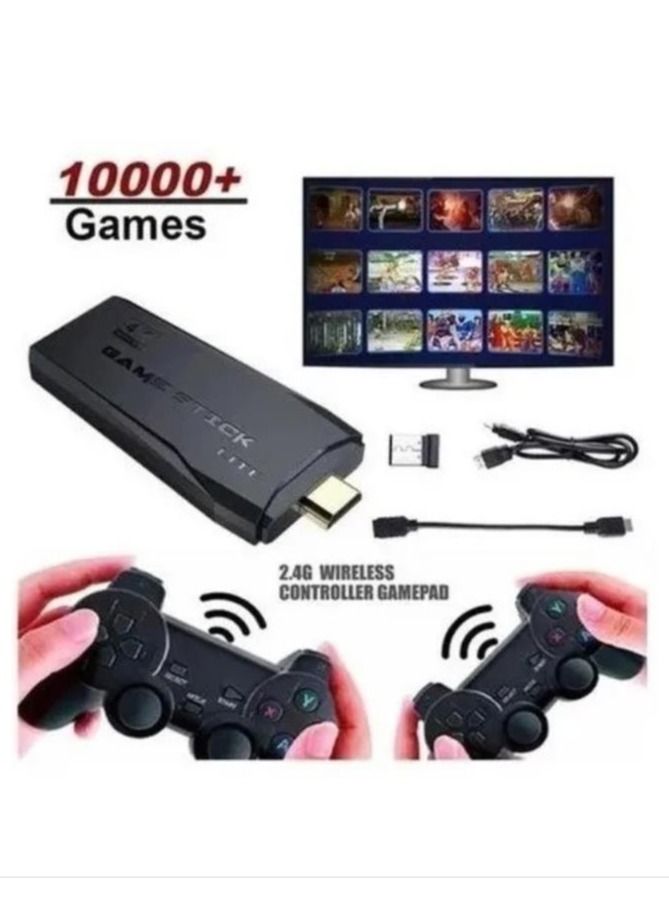 4K HD video game console, dual 2.4G wireless controllers, plug-and-play video game stick, built-in 10,000 games, retro handheld game console - Image 1