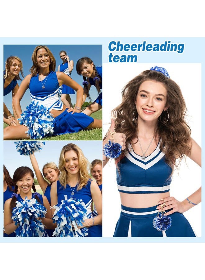 Equsion 72 Pcs Cheer Gifts Bulk Cheerleader Bags Cheerleading Necklace Cheer Bracelets Hair Ties Pom Pom Keychain Compact Mirror Bulk Accessories for Team Women Teammates Party Favors - Image 5