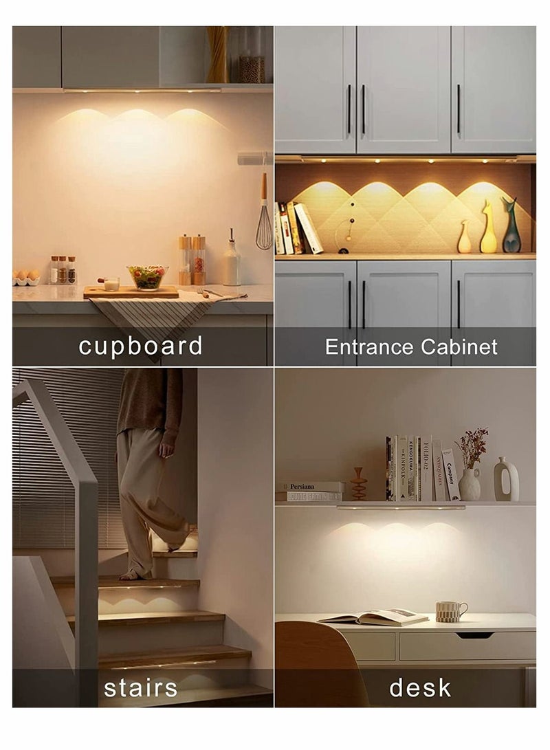 SYOSI LED Under Cabinet Wireless Lights Under Counter Closet Lights with Motion Sensor USB Rechargeable Cats Eye Hill Corrugated Night Lights for Indoor Kitchen Closet Stairway White 11.81in 30cm - Image 3