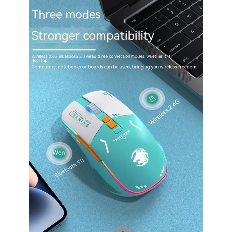 Eweadn G308 Wireless 2.4GHz Mouse, Rechargeable RGB Silent Click, Tri-Mode, Black - Image 3