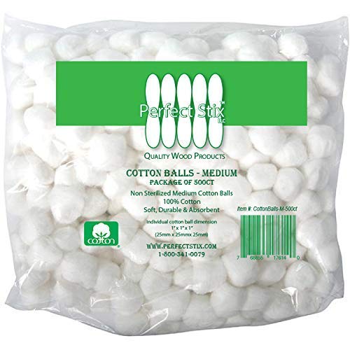 Perfect Stix - Perfect Stix M Cotton Balls- 1000ct- 1M Medium Cotton Balls 2 Packs of 500. Total 1000 - Image 1