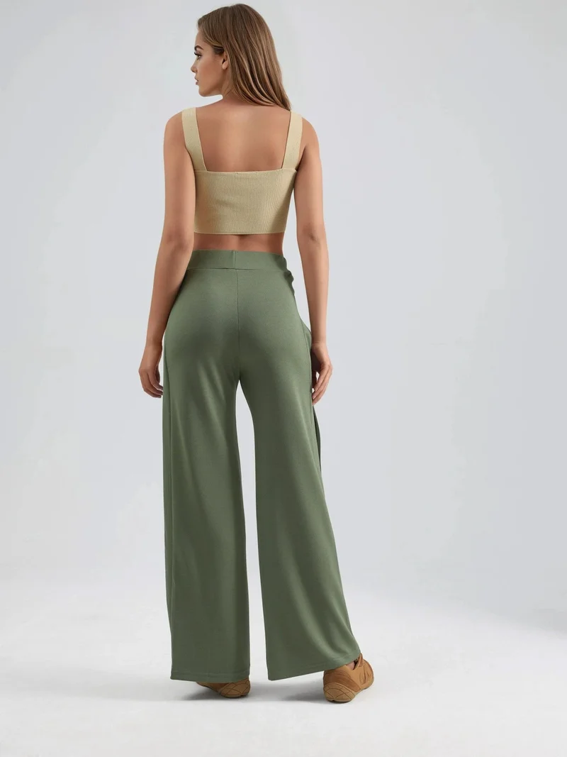 Hiccup Green Modal Touch Stripe Detail Pants Bersan Collection for Women | Best Price UAE