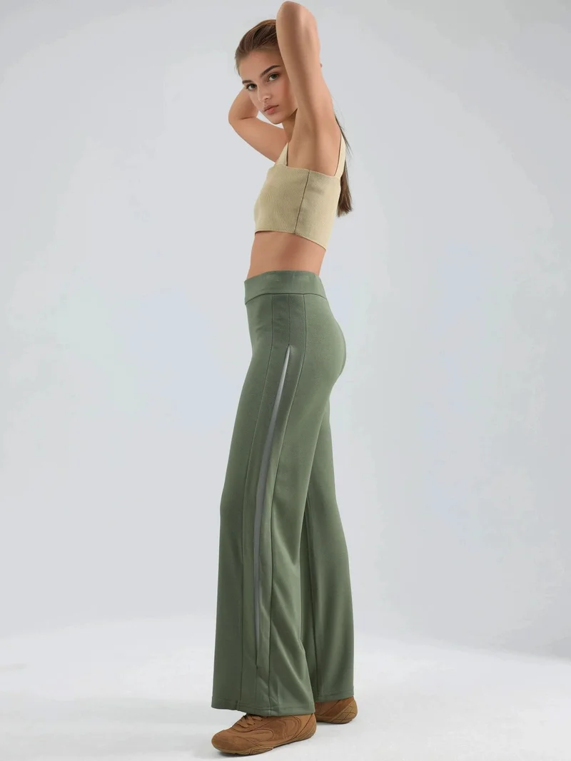 Hiccup Green Modal Touch Stripe Detail Pants Bersan Collection for Women | Best Price UAE