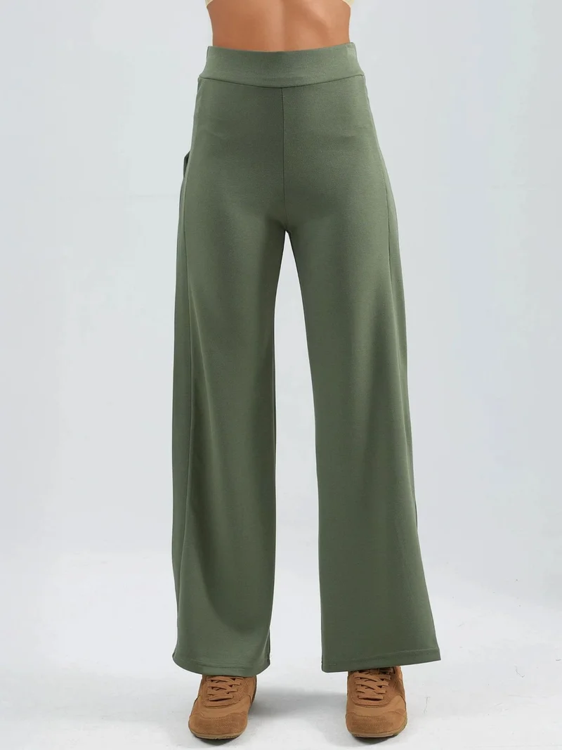 Hiccup Green Modal Touch Stripe Detail Pants Bersan Collection for Women | Best Price UAE