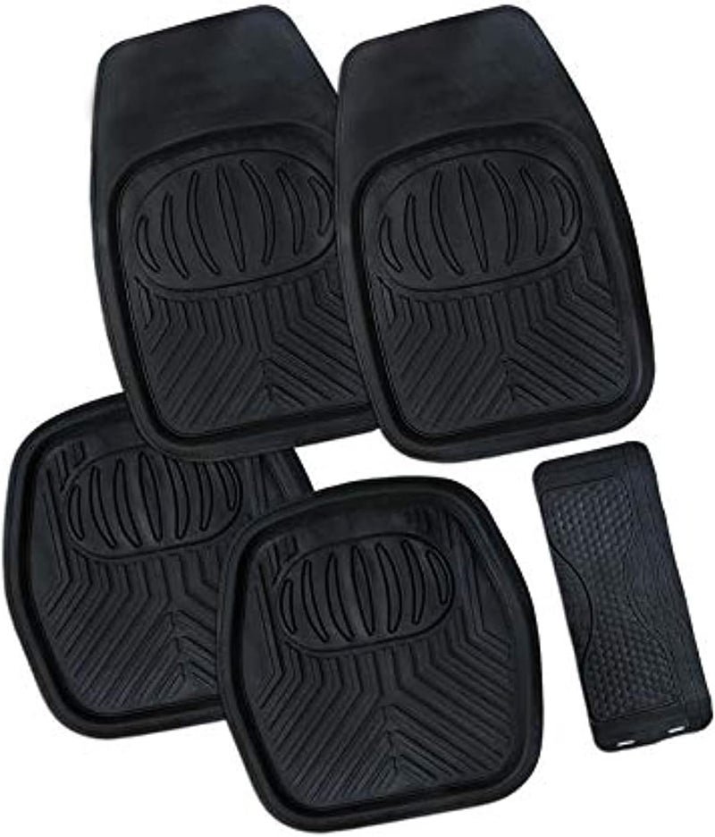 سجادات أرضية للسيارة بحواف مرتفعة، 5 قطع، مناسبة لجميع أنواع السيارات، لون أسود - Image 1