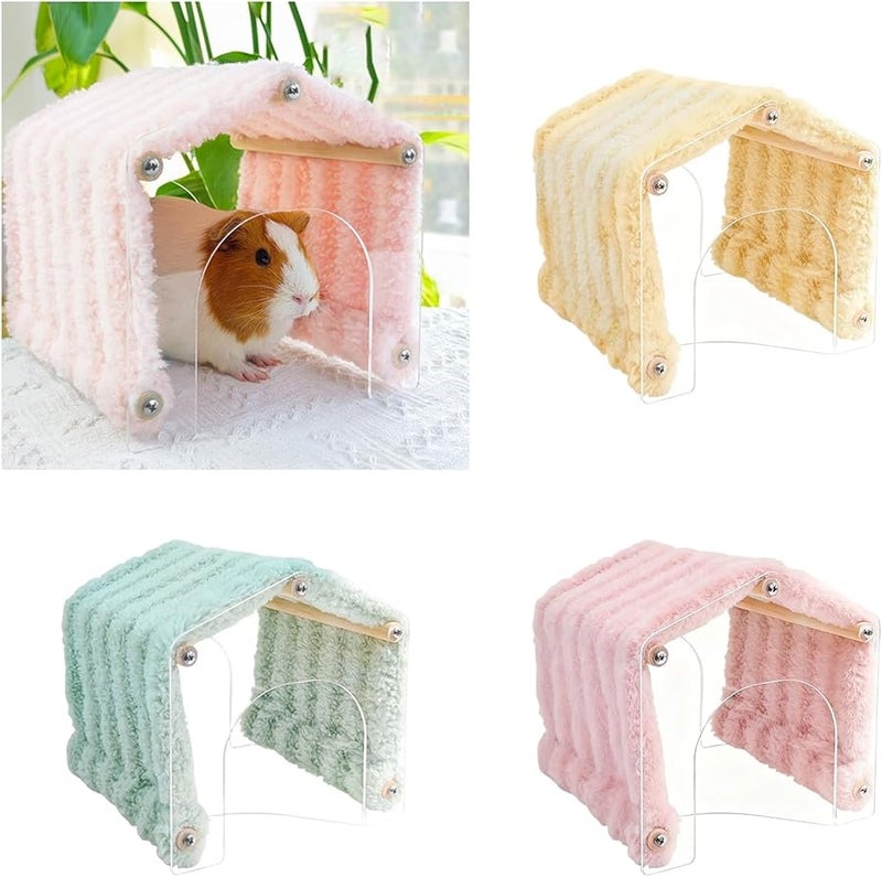 ملجأ الهامستر من الفاصوليا الخضراء سرير موطن الحيوانات الأليفة الصغيرة ملجأ نفق اللعب الأكريليك لعبة الشتاء - Image 3