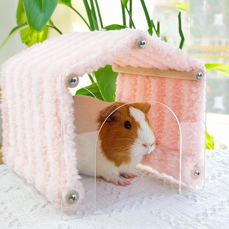 ملجأ الهامستر من الفاصوليا الخضراء سرير موطن الحيوانات الأليفة الصغيرة ملجأ نفق اللعب الأكريليك لعبة الشتاء - Image 5