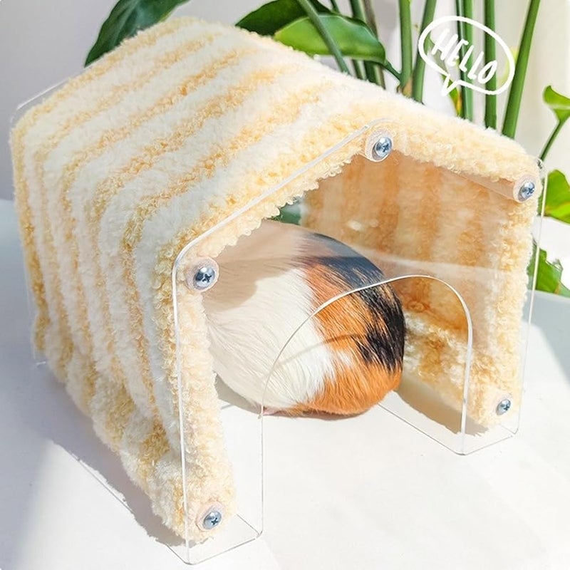 ملجأ الهامستر من الفاصوليا الخضراء سرير موطن الحيوانات الأليفة الصغيرة ملجأ نفق اللعب الأكريليك لعبة الشتاء - Image 4