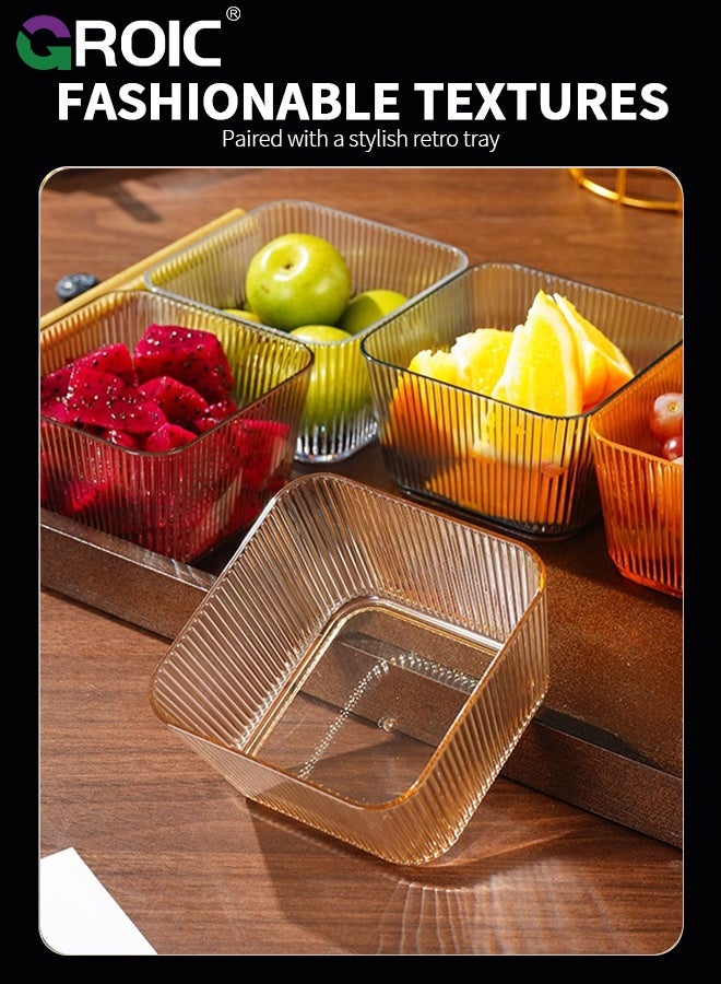 GROIC Serving Snack Tray Set, Trays for Serving Food, Charcuterie, Fruit Platter Tray for Parties or Home Hospitality, Appetizer Dishes and Dessert Trays,4 Removable Plastic Snack Bowls and Bamboo Platter, - Image 3