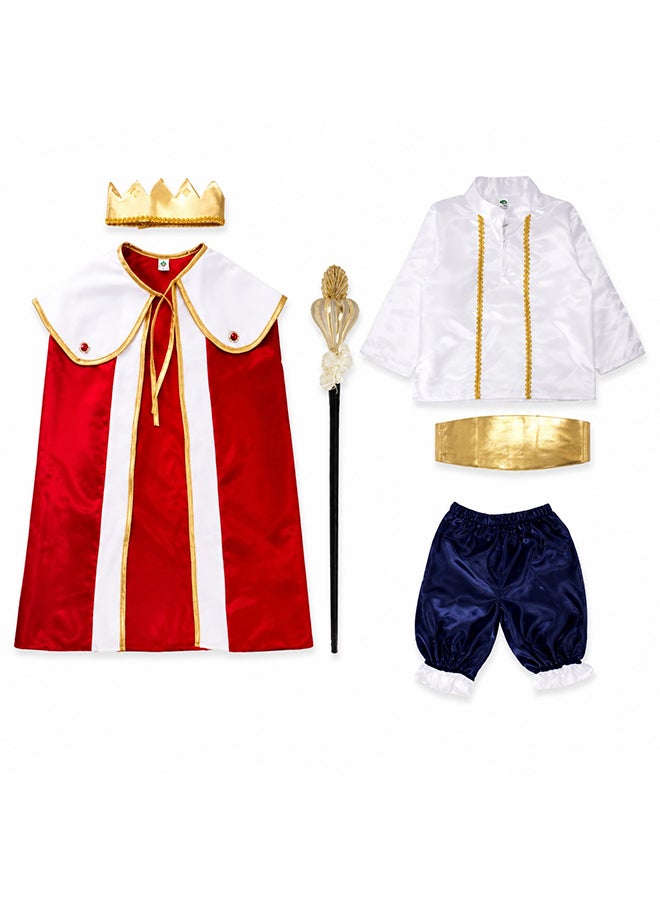 Toy Land Kids King Prince Costume Set with Crown, Cape and Scepter – Royal Fancy Dress Outfit for Boys of age 6 to 7 years - Image 1