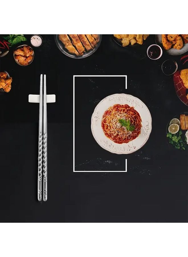 3 Pairs Stainless Steel Chopsticks Threaded Anti Slip Reusable For Sushi Home Restaurant - Image 4