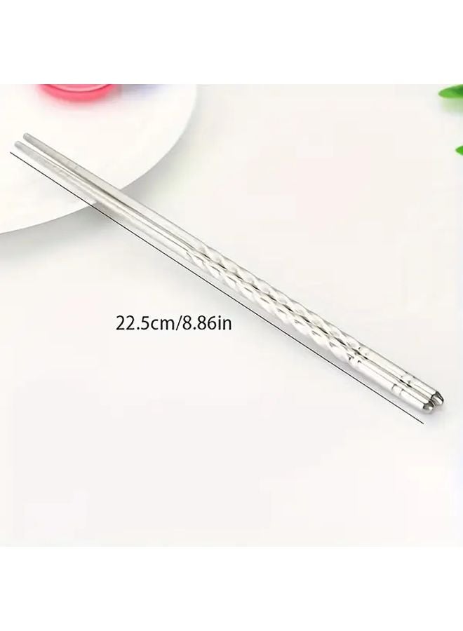 3 Pairs Stainless Steel Chopsticks Threaded Anti Slip Reusable For Sushi Home Restaurant - Image 2