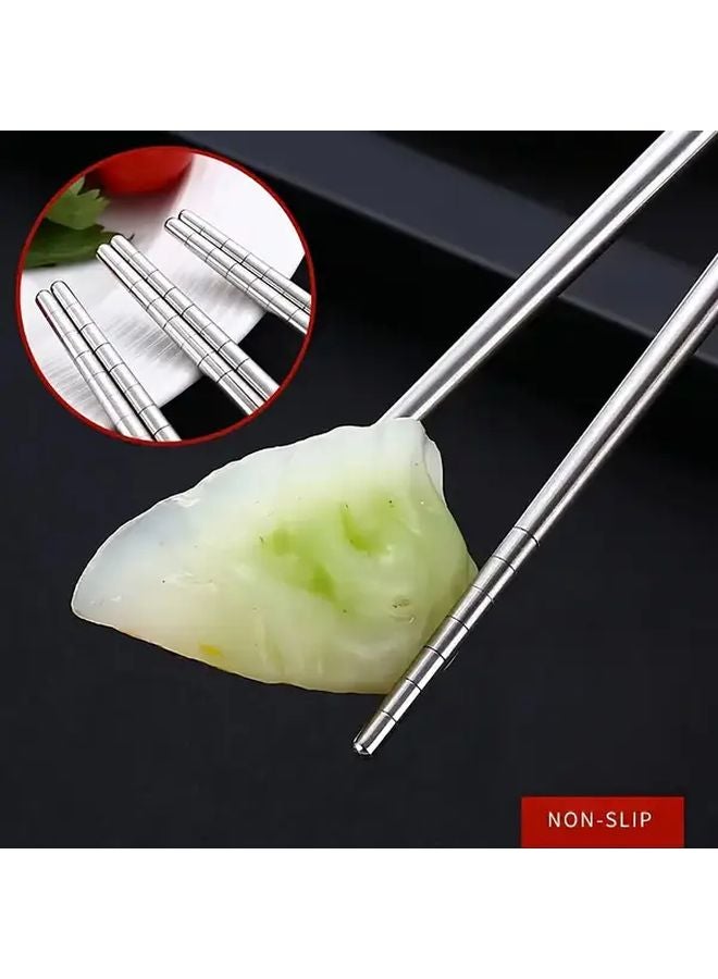 3 Pairs Stainless Steel Chopsticks Threaded Anti Slip Reusable For Sushi Home Restaurant - Image 5