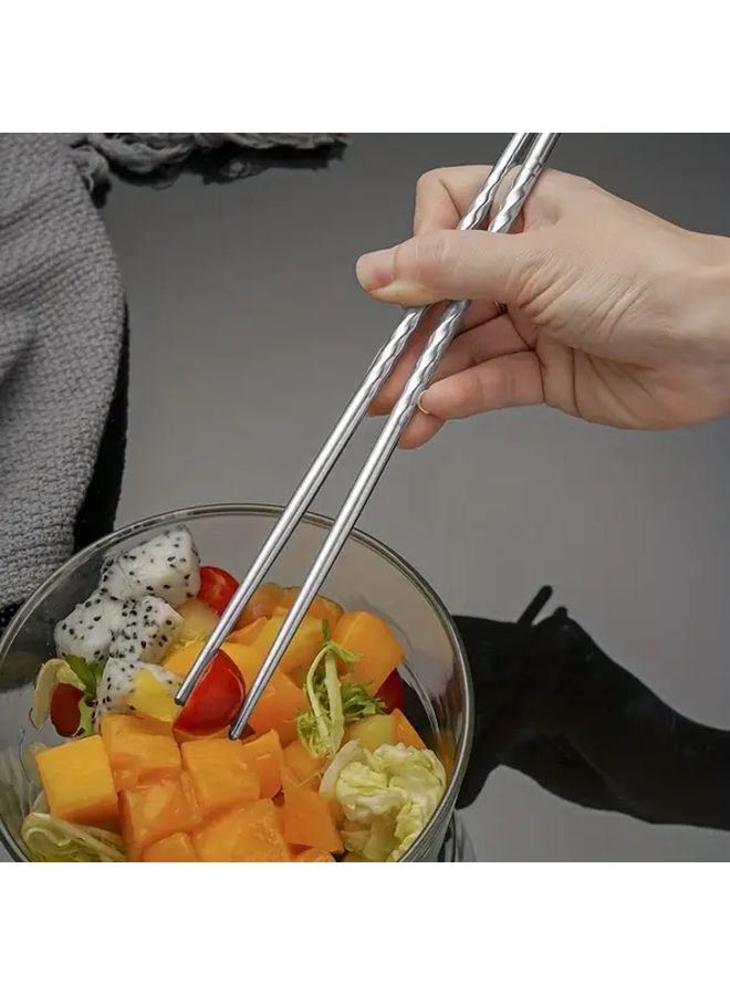 3 Pairs Stainless Steel Chopsticks Threaded Anti Slip Reusable For Sushi Home Restaurant - Image 3