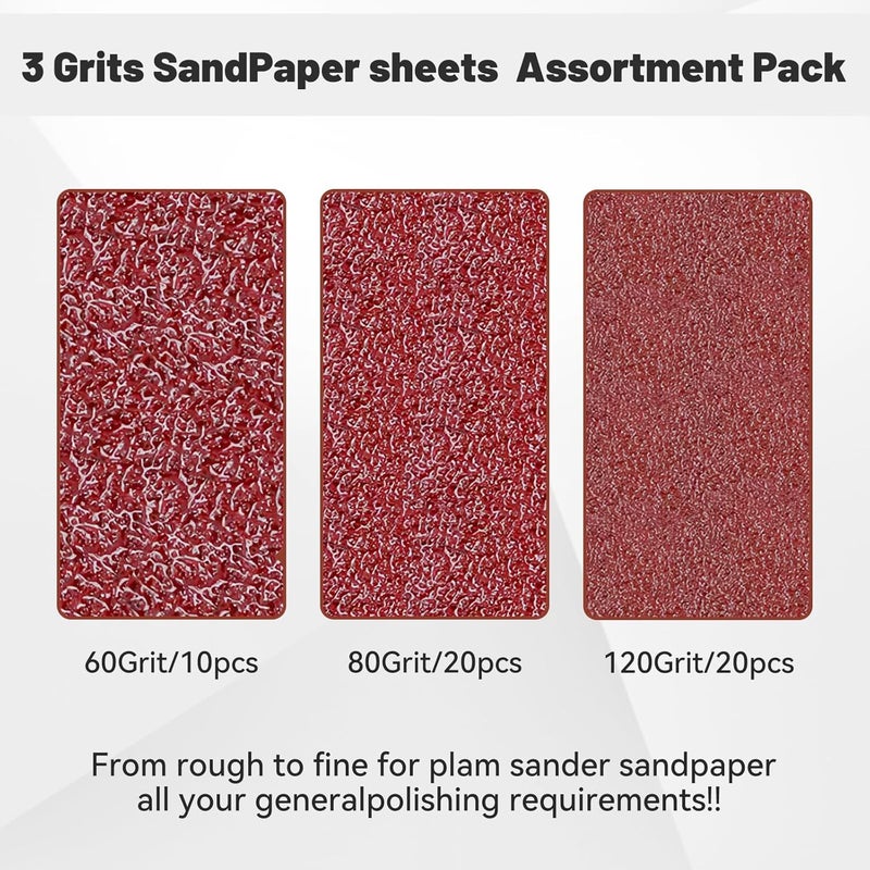 BAOSTC 1/4 Sandpaper Sheet,4-1/2"*5-1/2" Assorted 60-80-120,50PACK - Image 3