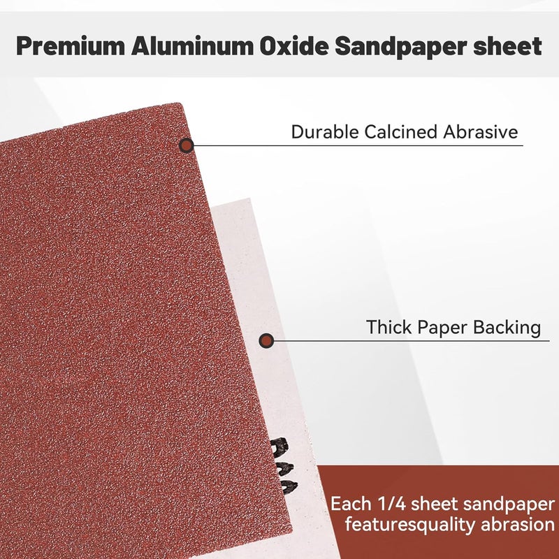 BAOSTC 1/4 Sandpaper Sheet,4-1/2"*5-1/2" Assorted 60-80-120,50PACK - Image 5