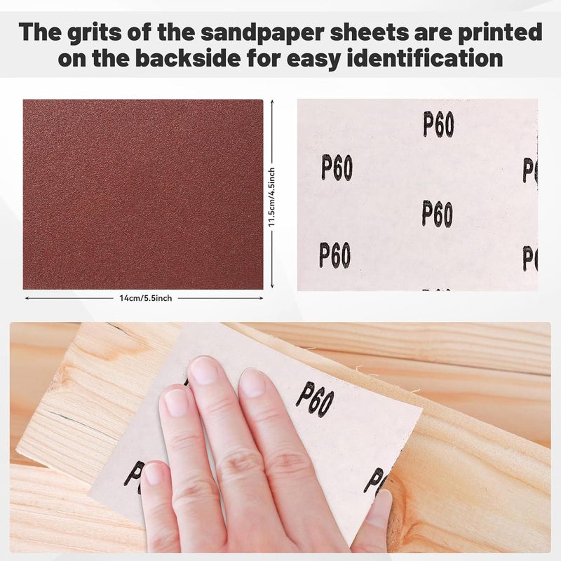 BAOSTC 1/4 Sandpaper Sheet,4-1/2"*5-1/2" Assorted 60-80-120,50PACK - Image 4