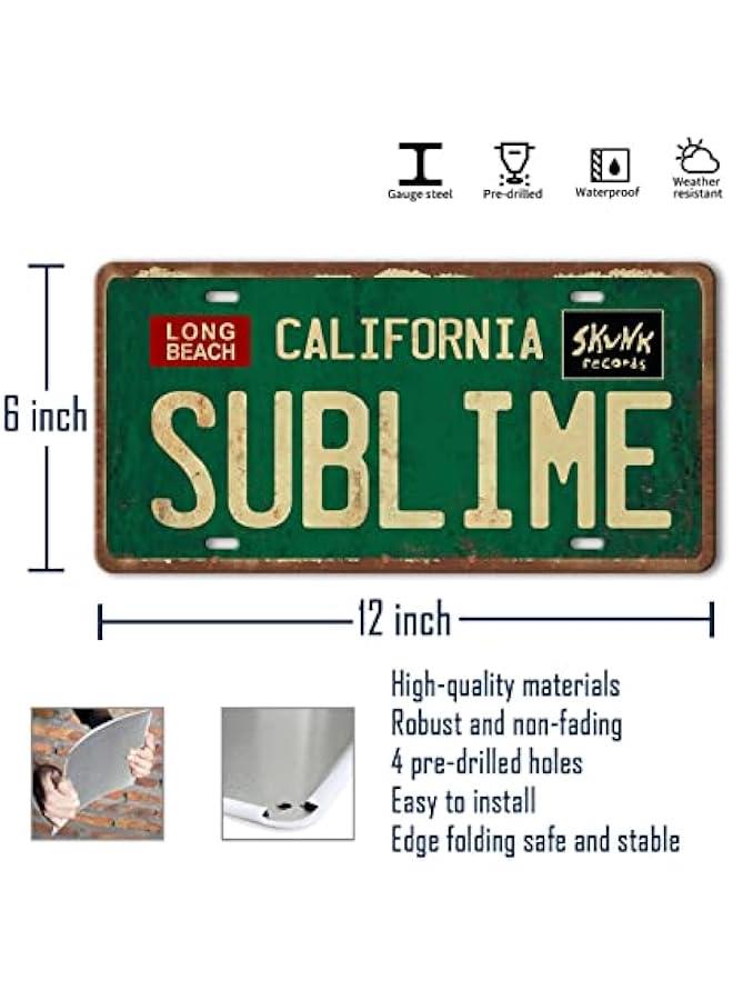 Vintage Metal Tin Sign Long Beach California Sublime Poster Grunge Hippie Room Decor Rock Band Posters Sublime Tapestry Funny Street Signs For Bedroom Wall Aesthetic 90s Bathroom Sign 12 X 6 Inch - Image 2