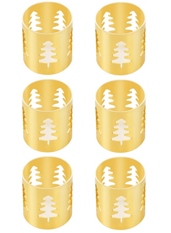 Leden Christmas Napkin Rings Set of 6 Gold Napkin Holders with Christmas Tree, Napkin Buckles for Xmas,Thanksgiving, Holidays, Dinner, Banquet, Weddings, Family Gathers, Dining Table Settings Decoration - Image 1