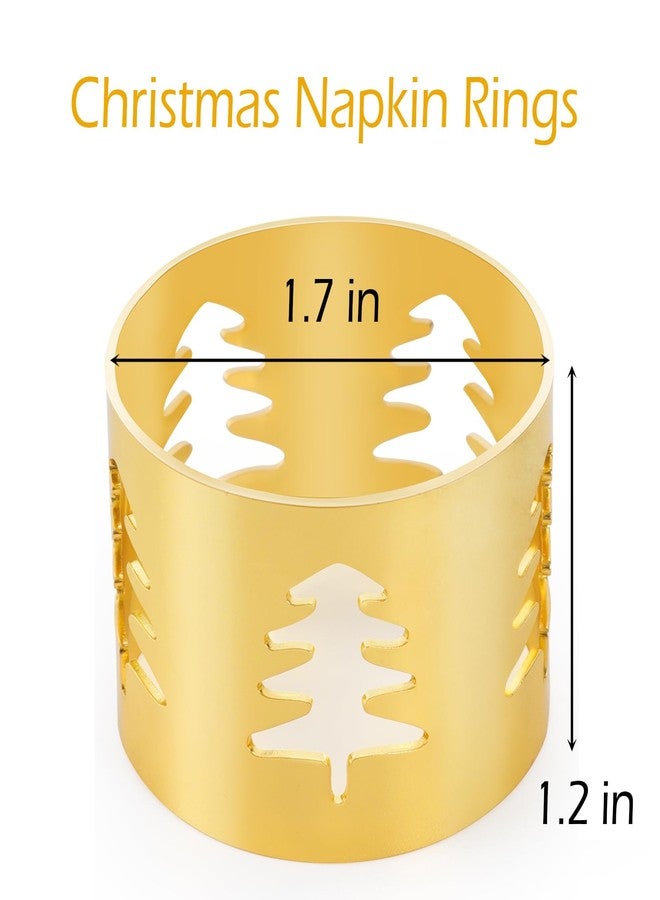 Leden Christmas Napkin Rings Set of 6 Gold Napkin Holders with Christmas Tree, Napkin Buckles for Xmas,Thanksgiving, Holidays, Dinner, Banquet, Weddings, Family Gathers, Dining Table Settings Decoration - Image 2