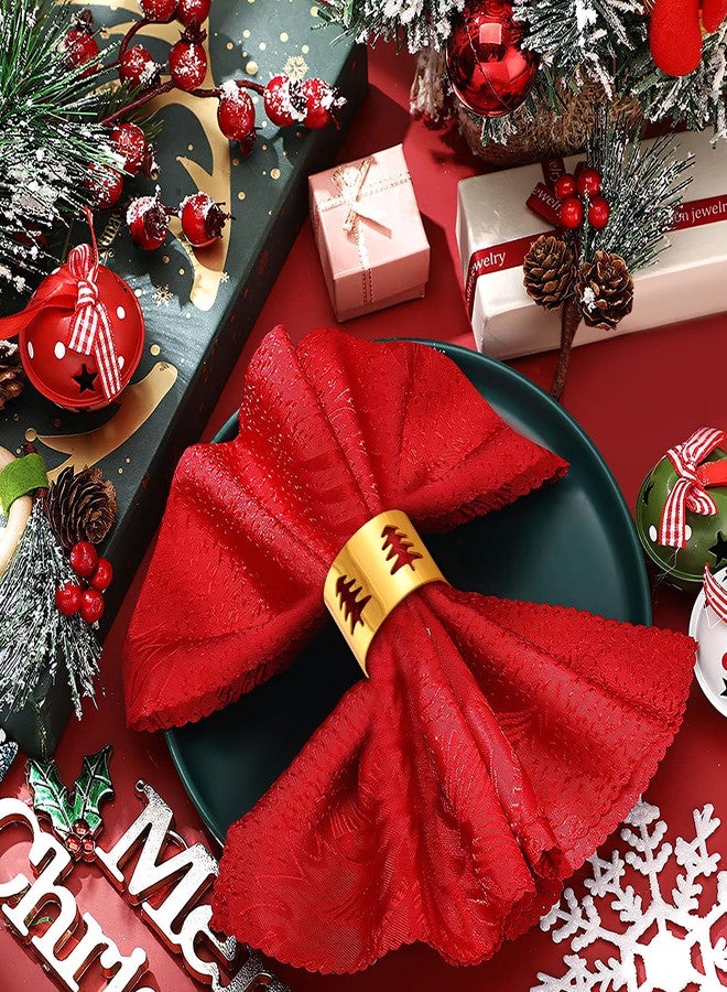 Leden Christmas Napkin Rings Set of 6 Gold Napkin Holders with Christmas Tree, Napkin Buckles for Xmas,Thanksgiving, Holidays, Dinner, Banquet, Weddings, Family Gathers, Dining Table Settings Decoration - Image 3