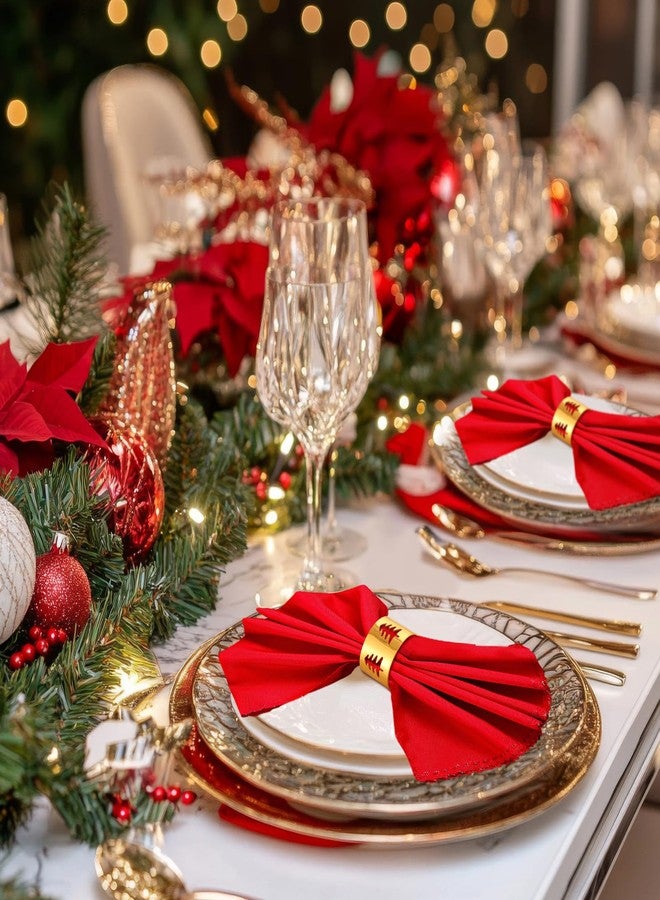 Leden Christmas Napkin Rings Set of 6 Gold Napkin Holders with Christmas Tree, Napkin Buckles for Xmas,Thanksgiving, Holidays, Dinner, Banquet, Weddings, Family Gathers, Dining Table Settings Decoration - Image 4
