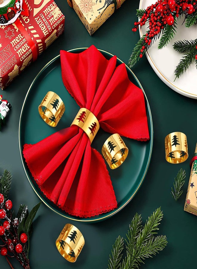 Leden Christmas Napkin Rings Set of 6 Gold Napkin Holders with Christmas Tree, Napkin Buckles for Xmas,Thanksgiving, Holidays, Dinner, Banquet, Weddings, Family Gathers, Dining Table Settings Decoration - Image 5