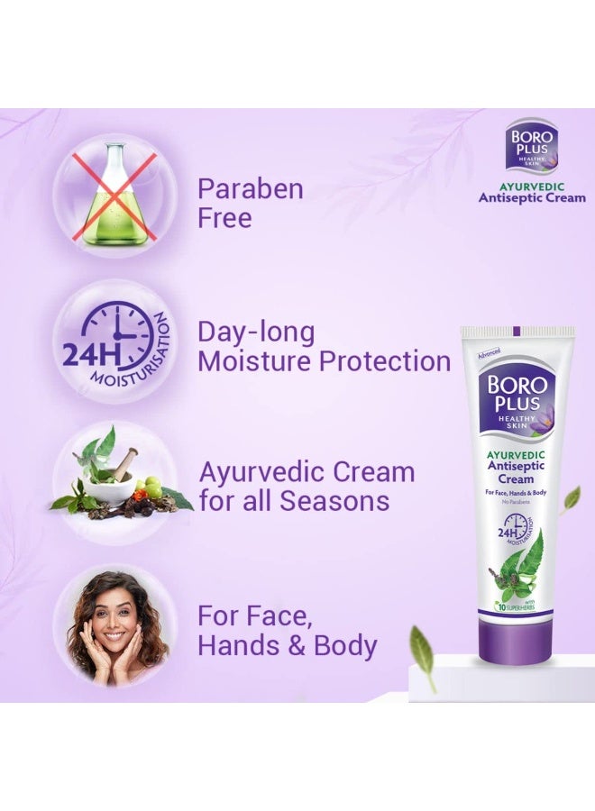 BOROPLUS Antiseptic Cream, 24 Hour Moisturisation, Ayurvedic, Neem, Tulsi & Aloe Vera, 80ml (Pack of 3) - Image 4