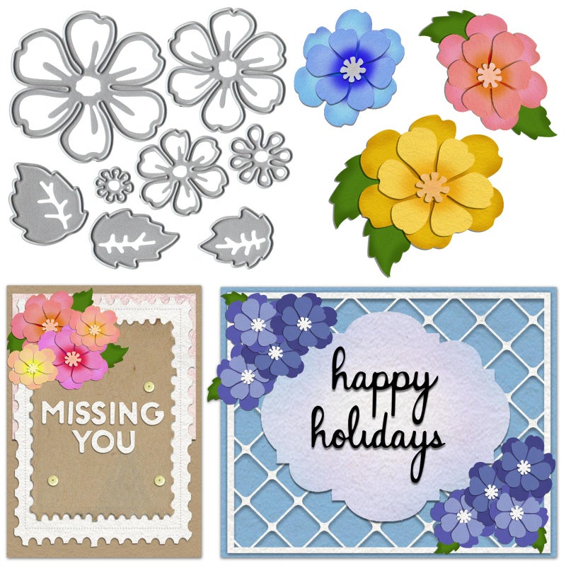 Hying Hollow Flowers Cutting Dies for Card Making, Floral Leaves Die Cuts Flower Embossing Template for Scrapbooking DIY Photo Albums Crafts - Image 1