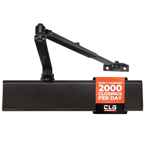 CLG HARDWARE Heavy Duty Commercial Door Closer DC8016 Slim Line Surface Mounted Grade 1 ADA UL 3 Hour Fire Rated Adjustable Size 16 for Entrances Aluminum Storefronts US10D Dark Bronze - Image 1