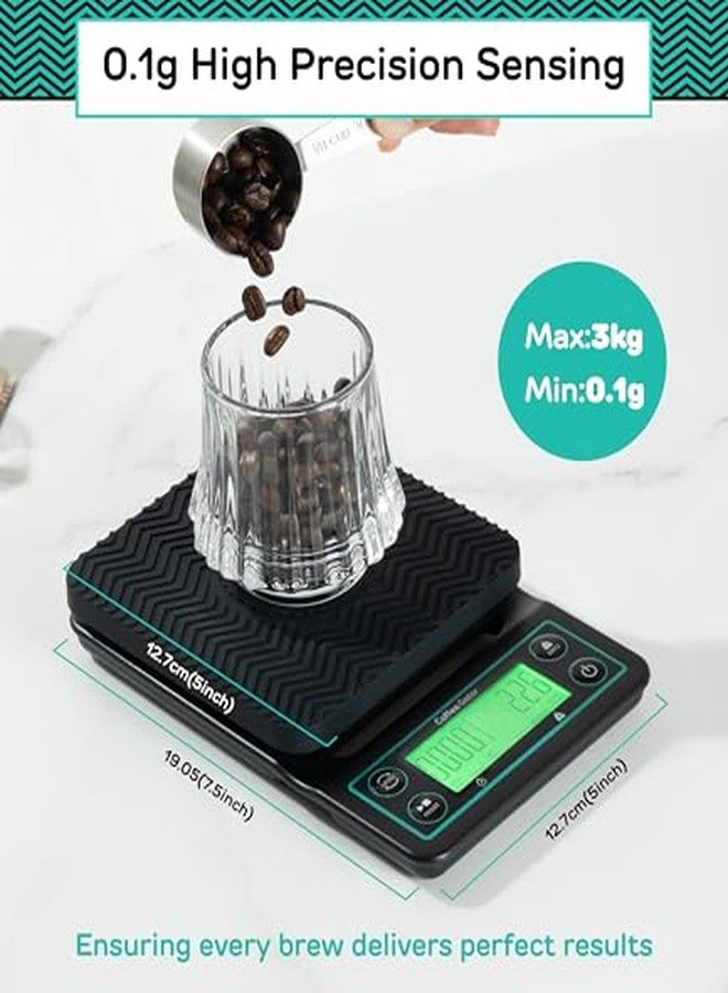 Coffee Gator Coffee Scale 0.1g Precision with Timer - 3kg Digital Scale Large LCD Weighing Kitchen Multifunctional for Pour-Over, Espresso, French Press, Bean, Food, Drink - Image 3