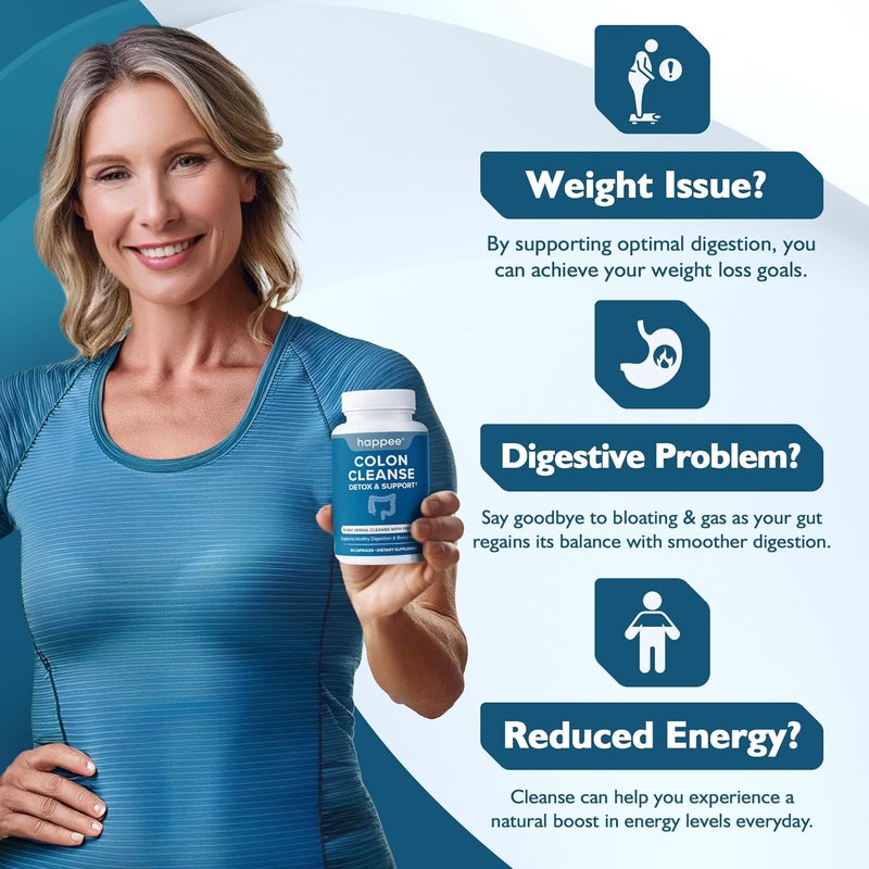 Happee Colon Cleanser  Detox for Weight Loss Support  15 Day Colon Cleanse Pills  Gut Support Probiotics Men Women  Fast Natural Laxatives Constipation Relief - Image 3