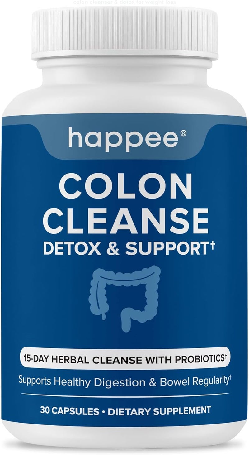 Happee Colon Cleanser  Detox for Weight Loss Support  15 Day Colon Cleanse Pills  Gut Support Probiotics Men Women  Fast Natural Laxatives Constipation Relief - Image 1