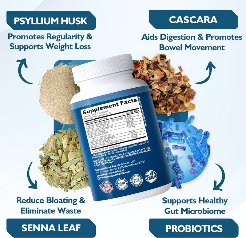 Happee Colon Cleanser  Detox for Weight Loss Support  15 Day Colon Cleanse Pills  Gut Support Probiotics Men Women  Fast Natural Laxatives Constipation Relief - Image 4