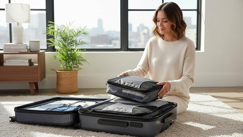 GOX Premium 5-Piece Packing Cubes Set for Travel, Lightweight Durable Luggage Organizer Bags with Double Zipper Mesh Top, 1 Large 2 Medium 2 Small, Nylon, Space-Saving Suitcase Storage (Grey) - Image 2